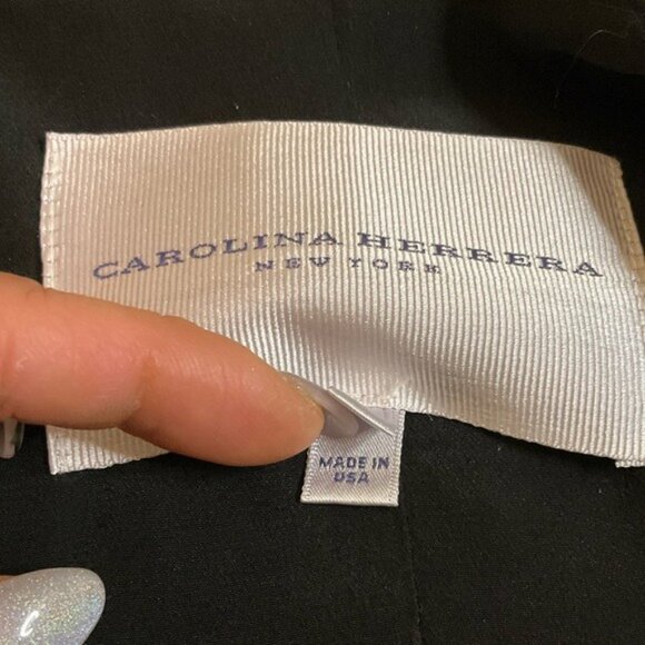 Carolina Herrera Silk Bolero Black Short Sleeve Open Front Evening Jacket Sz 14 - Picture 6 of 7